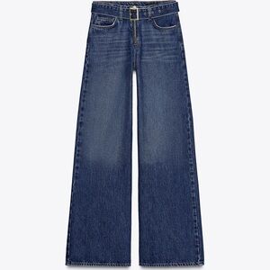 NWT Zara Mid-Rise Wide Leg Belt Jeans - Size 26 (2)